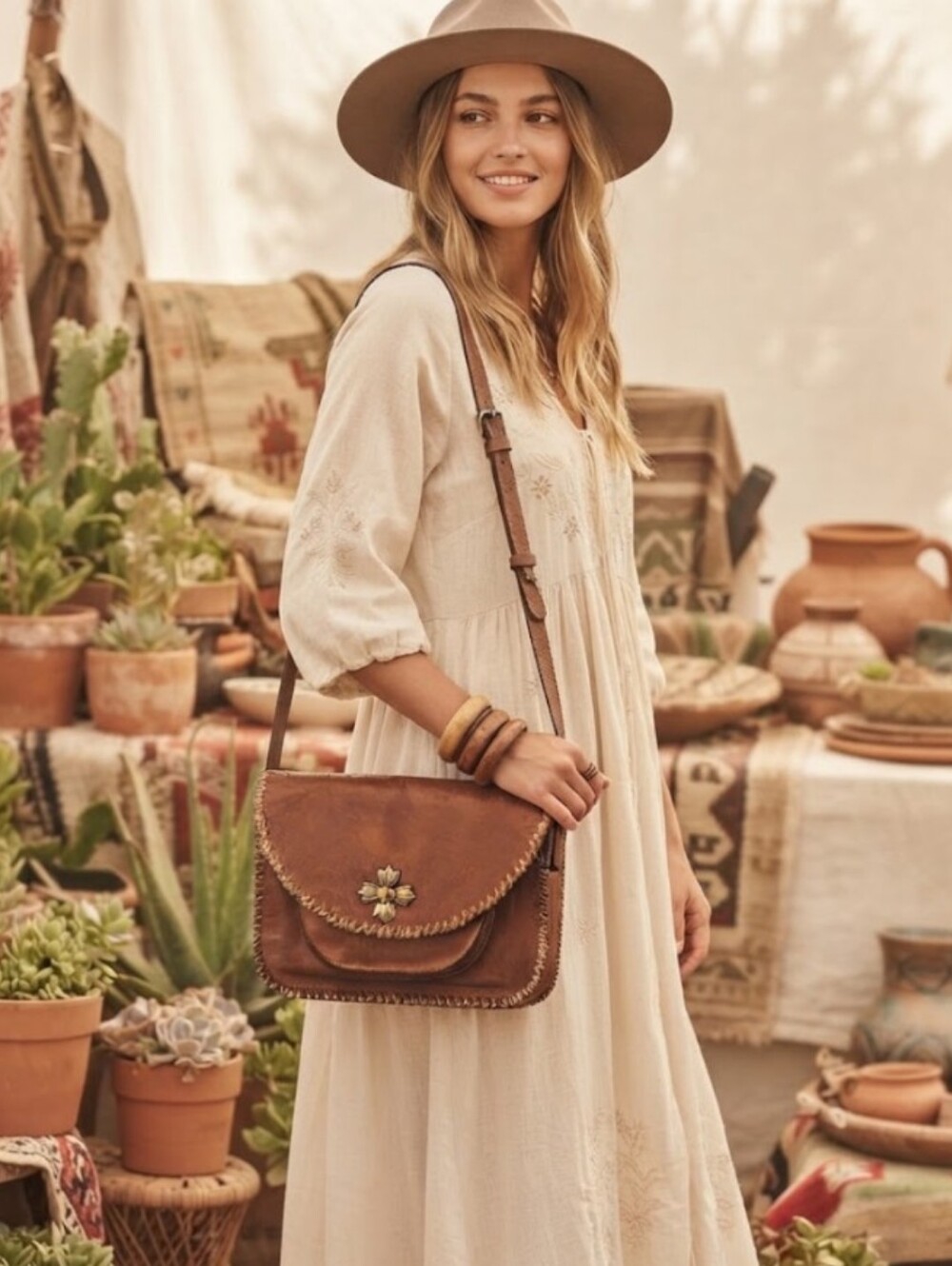 Patricia Nash Beaumont  Cognac  Leather Crossbody Bag